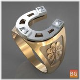 Horseshoe and Clover Pattern Design Ring with JASSY 1