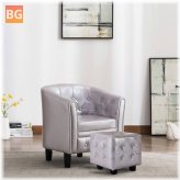 Silver Leather Bucket Seat with Footstool