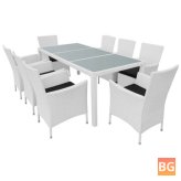 Dining Table and Chairs Set - Poly Rattan Cream