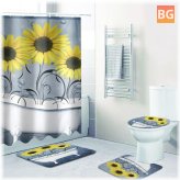Sunflower Shower Curtain - Non-Slip with Free Hooks