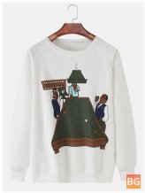 Print Cotton Crew Neck Sweatshirt for Men