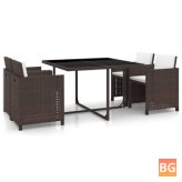 Poly Rattan Outdoor Dining Set with Cushions (5-Piece)