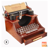 Typewriter Style Mechanical Music Box Storage Box with Drawer