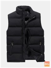 Padded Vest for Men - Thick Warm Sleeveless Coat Stand Collar Inlusted