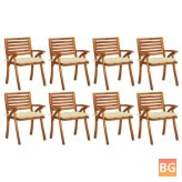 8-Piece Solid Wood Garden Chairs with Cushions