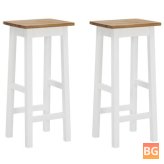 2-Piece Bar Stool with Solid Oak Wood