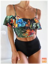 Bikini Straps with Tropical Plant Print