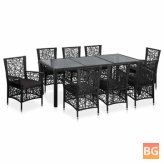 Dining Set with Rattan Stools and Tables