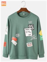 Print Long Sleeve Sweatshirt with Mens Label