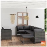 Patio Set with Cushions - Poly Rattan Gray
