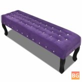 Velvet Bench with Crystal Button and Velvet Fabric