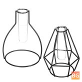 Hanging Test Tube Glass Vase with Base - Hydroponic Flower Container