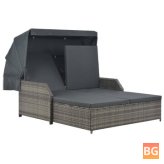 Sun Lounger with Canopy - Gray