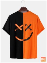 Happy Face T-Shirts with Contrast Patchwork