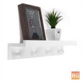 Carved Wall Rack with Hooks and Shelves for Home and Office Organization