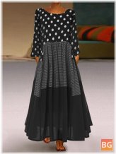 Maxi Dress with Crew Neck - Long Sleeve