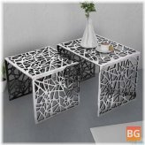 2-Piece Square Side Table with Silver Aluminum
