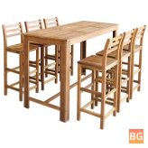 Set of 7 Wood Table and Chairs