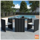 Outdoor Dining Set with Cushions and Rattan Brown Fabric