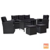 Garden Lounge Set with Cushions - Poly Rattan Black