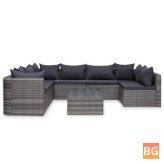 Garden Lounge Set - Poly Rattan Gray