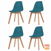 4-Piece Set of Plastic Chair in Turquoise
