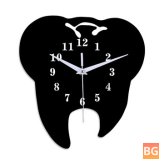 Tooth-shaped 3D Wall Clock for Home and Office Decor by Emoyo