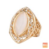 Women's Finger Rings with Hollow Oval Geometric Stones