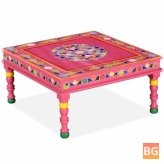 Painted Coffee Table with Wood Top and Pink Legs