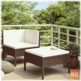 Garden Lounge Set - Brown Cushions and Rattan Tables