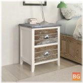 2 Drawers Brown & White Bedside Tables