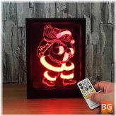 LED 3D Christmas Photo Frame with Remote Control Santa Lamp
