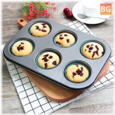 6pc Muffin Pan - Baking Tray - Round Cup Cake - Gold/Black