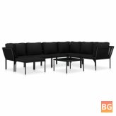 Black PVC Garden Lounge Set (8 Pieces)
