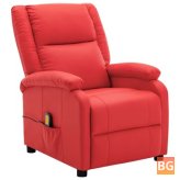 Massage Recliner - Red Faux Leather