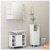 Set of 3 Bathroom Furniture - White Chipboard