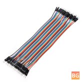 40pc Male-Male Jumper Cable Set - 20cm Length, Colorful Breadboard Dupont Wire