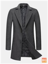 Woolen Lapel Pocket Warm Trench Coat for Men