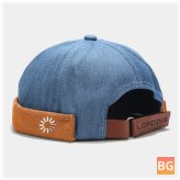 Unisex Cotton Patchwork Landlord Cap with Geometric Embroidery Pattern and Steel Seal