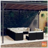 Lounge Set with Padded Rattan Cushions and Black Back Panel