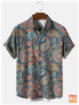 Short Sleeve Men's Shirt with Paisley Pattern