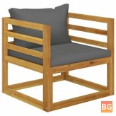 Garden Chair with Dark Gray Cushions and Solid Wood