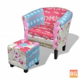 Footstool with fabric design