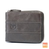 Bullcaptain Genuine Leather Trifold Wallet - RFID Antimagnetic - 11 Card Slots Coin Bag Wallet