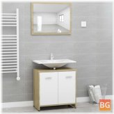 Set of 2 Bathroom Furniture - White and Sonoma Oak