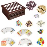 Wooden Backgammon Checkers Ladders and Chess Board - Set of 3