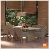 Patio Dining Set - Poly Rattan Brown