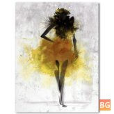 Fashion Yellow Girl Abstract Art Canvas Print Paintings
