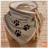Women's Animal Paws Pattern Thick Casual Warm Adjustable Neck Scarf