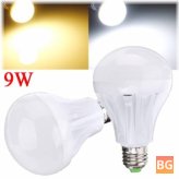White/Warm LED Lamp with E27 Socket - 9W